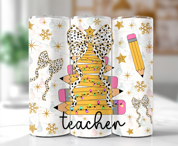 Teacher Pencil Xmas- 20oz