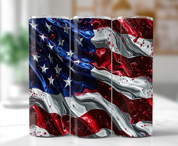American Flag Watercolor- 20oz