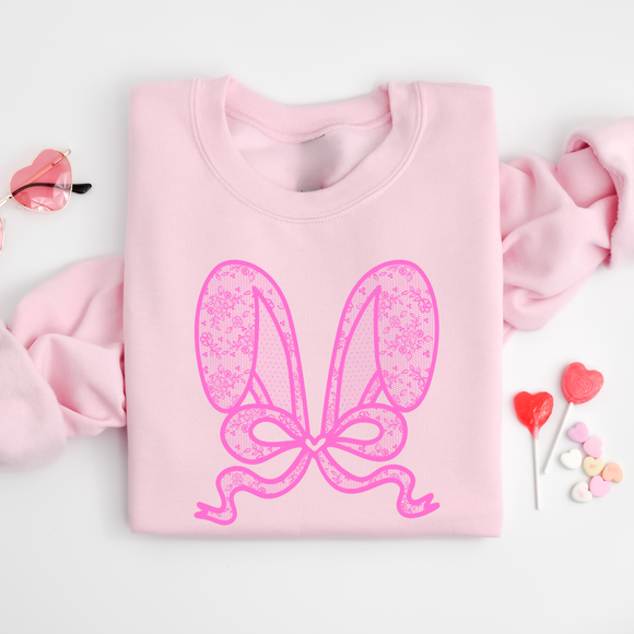 Lace Bunny Ears Crewneck PINK