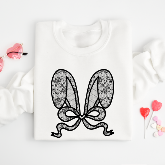 Lace Bunny Ears Crewneck BLACK