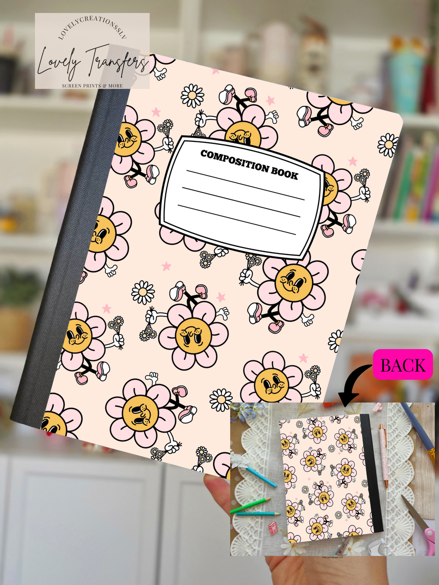 Smiley Flowers- Composition Notebook – Lovely Transfers