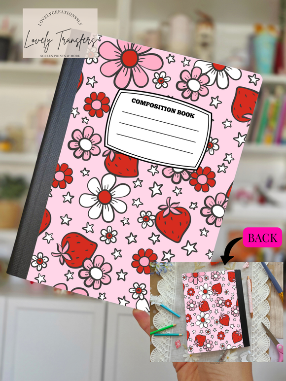 Cute Strawberry Flower- Composition Notebook