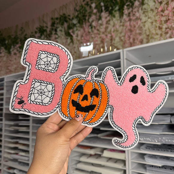 Pink Boo -Iron On Patch
