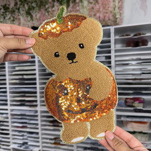 Pumpkin Bear -Iron On Patch