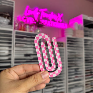 Pink Checkered Paperclip