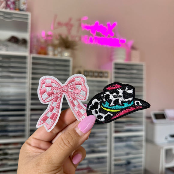 Pink Bow OR Cowgirl Hat-  Patch
