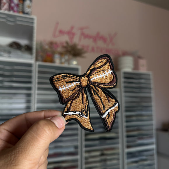 Football Bow- Iron On Patch