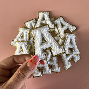 WHITE Varsity Letter Chenille Patches